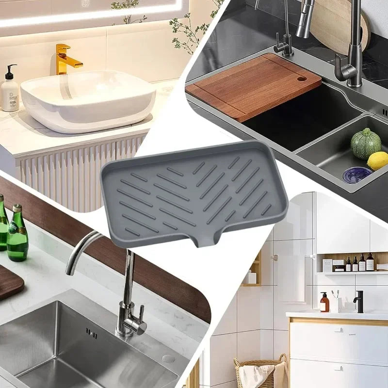 Kitchen Sink Sponge Holder Silicone Soap Dish Bar Self Draining