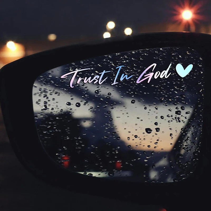 Trust in God Heart Car Mirror Sticker – Waterproof Decal