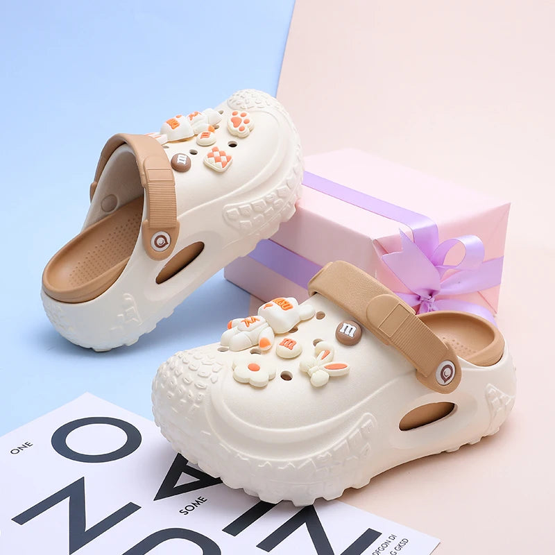 Women's Trendy Platform Clogs Cartoon Animation Hollow Summer Beach