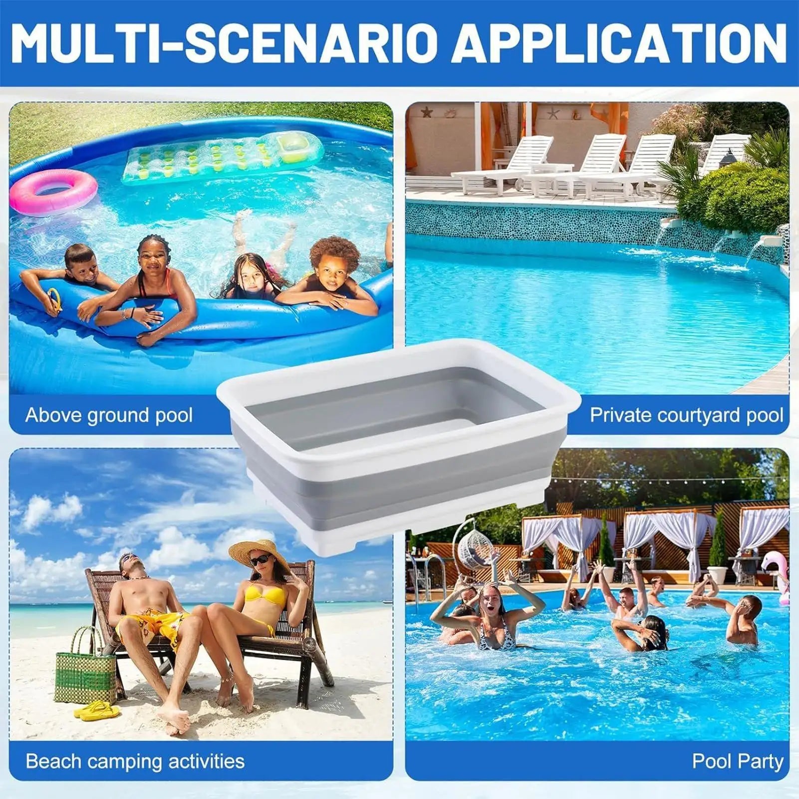 Folding Foot Bath Tub Swimming Pool Entrance Portable Bathing Basin