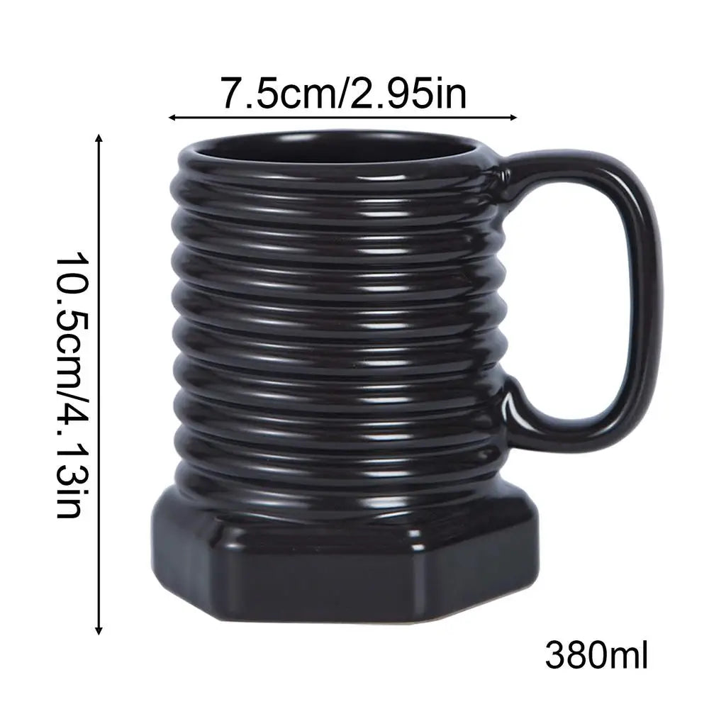 Spiral Hexagonal Coffee Mug Screw Design Heat Resistant Drinkware Zpaxo Black