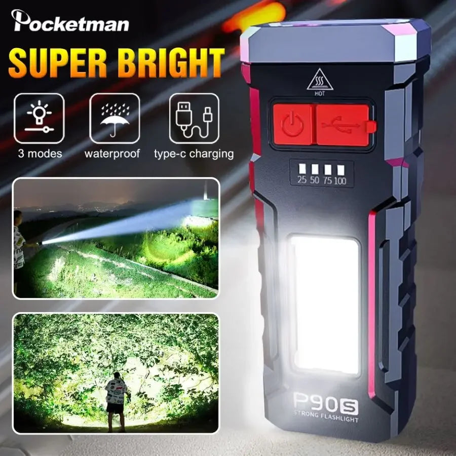 POCKETMAN 2300 Lumen USB Rechargeable LED Flashlight – 3 Modes