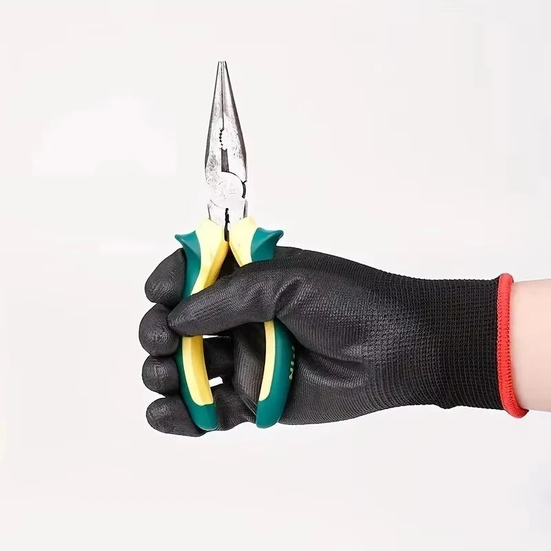 10pairs Safety Coating Work Gloves Hand Protect PU Nylon Antiskid Dust-Proof Gloves For Carpenters Garden Work Palm Coated Glove Zpaxo