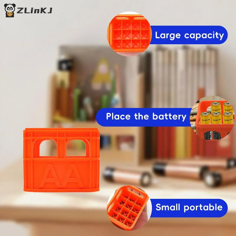▶1PCS 3D Printed Beer Crate Style AA Battery Storage Box - 12 Compartments, Plastic Organizer, For Home Decoration Zpaxo