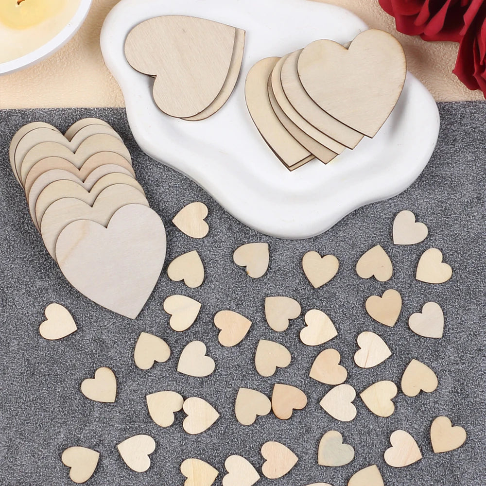 50/100/200Pcs Unfinished Wooden Hearts for Crafts 1-6cm Heart Blank Wood Ornaments Birthday Wedding Party Christmas Decor Zpaxo