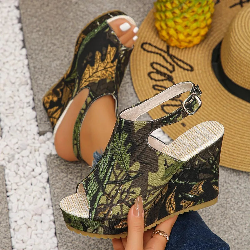 Summer Elegant Casual Buckle Strap Wedge Sandals Women Heels Open Toe Zpaxo