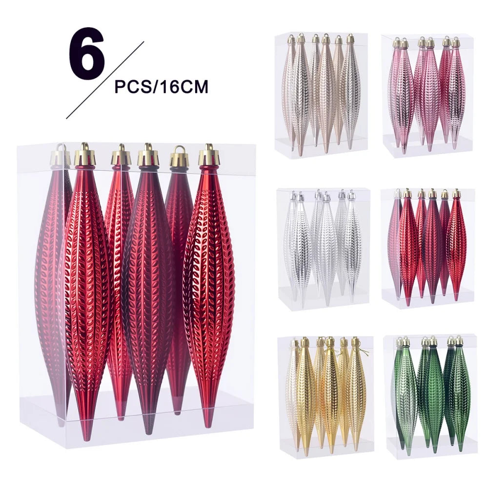 6-Pack Glitter Electroplated Christmas Ornaments – Icicle & Cone Christmas Tree Ornaments Zpaxo