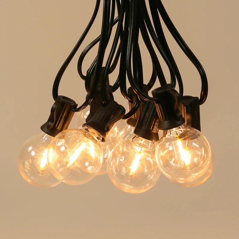 7.6-30Meter G40 Garland String Lights LED Shatterproof Globe Bulb Indoor In Use 220V EU Plug G40 LED String Light for Home Decor Zpaxo