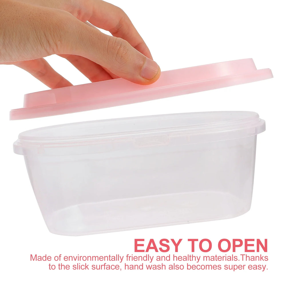 Ice Cream Container Oval Plastic Tub Dustproof Lid Easy Clean Storage