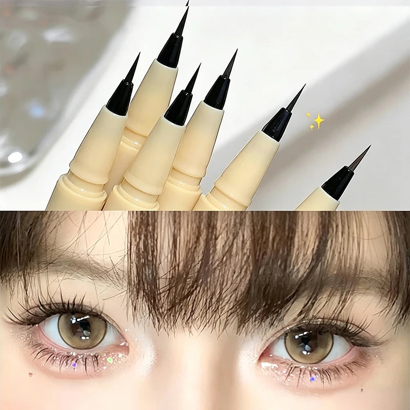 Black Liquid Eyeliner Pen Lasting Waterproof Sweatproof Eyeliner Lying Silkworm Pen Big Eyes Makeup Women Cosmetics Beauty Tools Zpaxo