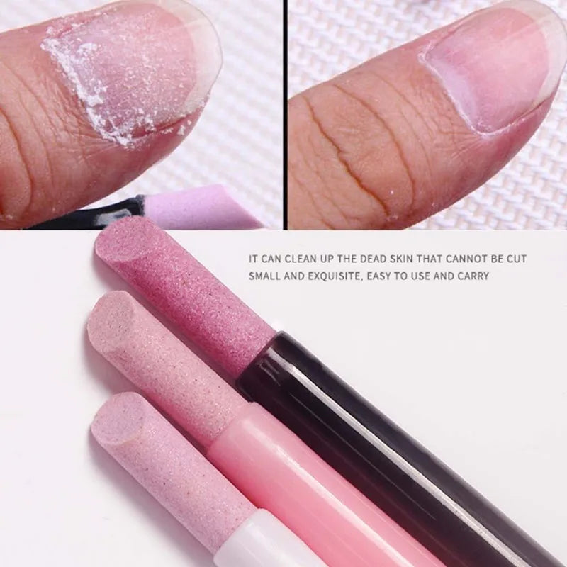 1-6PC Nail File Cuticle Stone Pusher Sanding Sticks Nail Art Quartz Pen Cuticle Remover Trimmer Manicure Tools Pushing Dead Skin Zpaxo