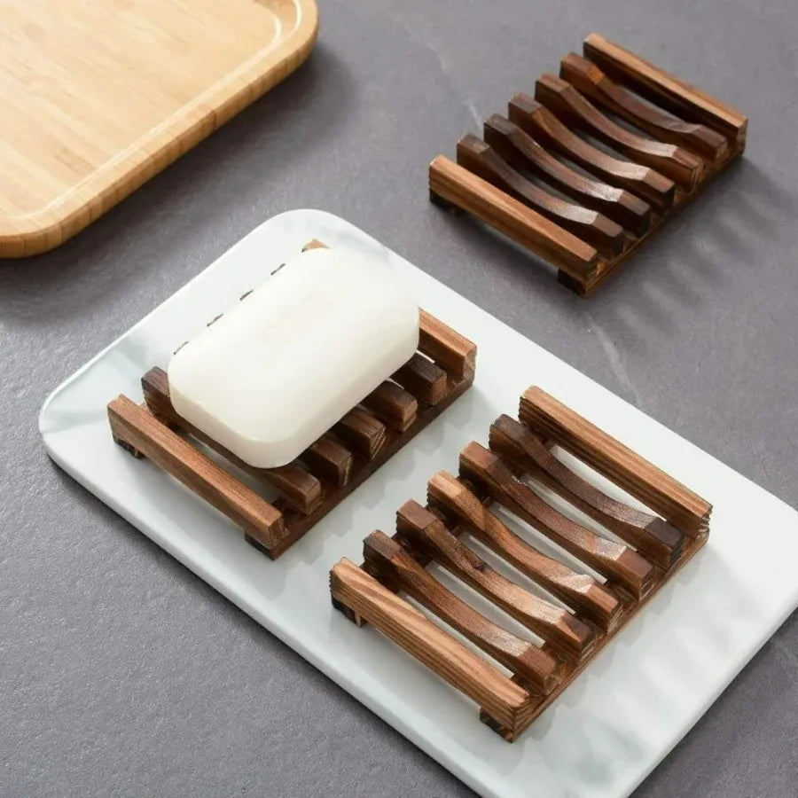 Bamboo Wooden Soap Dish – Self-Draining Shower Organizer Bamboo Soap Dish Zpaxo