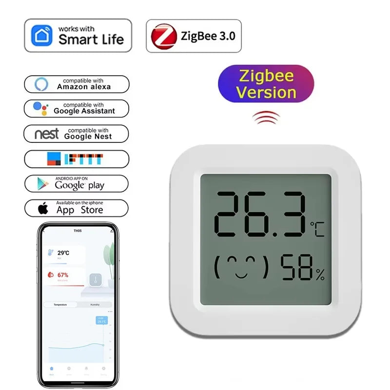 Tuya Zigbee Temperature Humidity Sensor Mini Smart Home Indoor Zpaxo