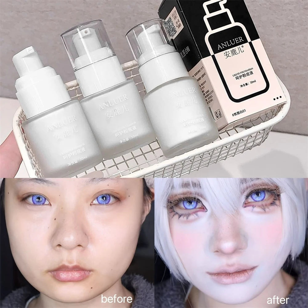White Matte Face Foundation Full Coverage Long Lasting Waterproof Liquid Foundation Cosplay Stage Face Painting Flawless Makeup Zpaxo
