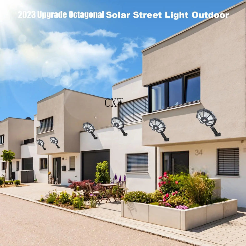 Outdoor Solar Street Lights Sensor 168 LEDs Large Lighting Range Wall Zpaxo