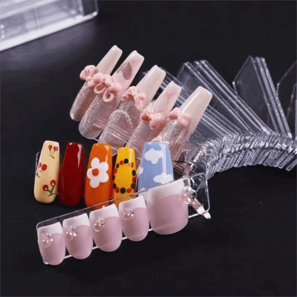 Transparent False Tips Display Stand Rectangle DIY UV Gel Nail Tip Nail Art Tips Sample Stand Manicure Decoration Showing Tools Zpaxo