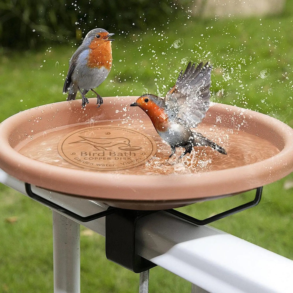Bird Bath Copper Disk Birdbath Cleaner Feeder Accessories Triple-Point Support Purification Disc for Water Bowl All-Season Zpaxo