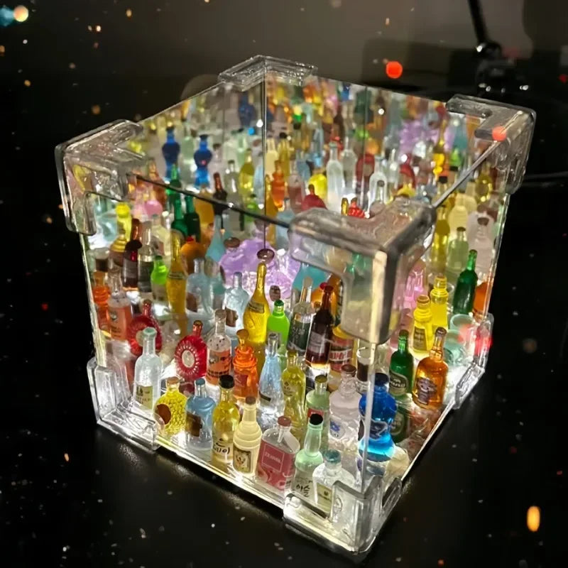 DIY Wine Bottle Cube 3D Night Light Mirror Desktop Ornament 3D Illusion Night Light Zpaxo