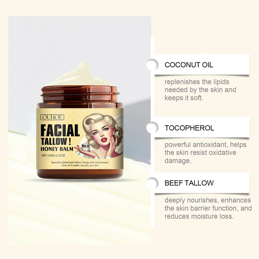 Tallow Honey Balm Fine Lines Removal Lifting Firming Tighten Smooth Improve Puffiness Hydrating Nourish Moisturizing Face Cream Zpaxo