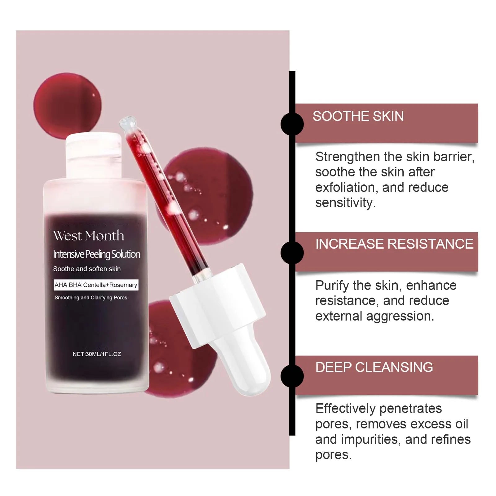 Peeling Face Serum Anti Acne Brightening Exfoliating Shrink Pores Salicylic Acid AHA Serum Reduces Blackheads Smoothing Facial Zpaxo
