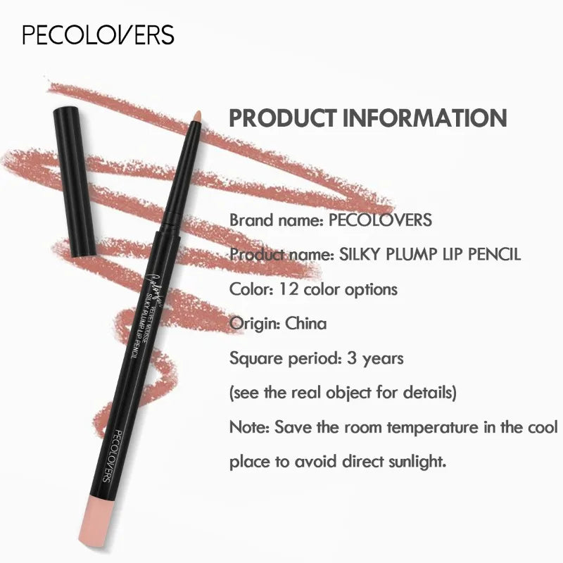 12-Color Matte Lipliner Waterproof Moisturizing Long-lasting Zpaxo