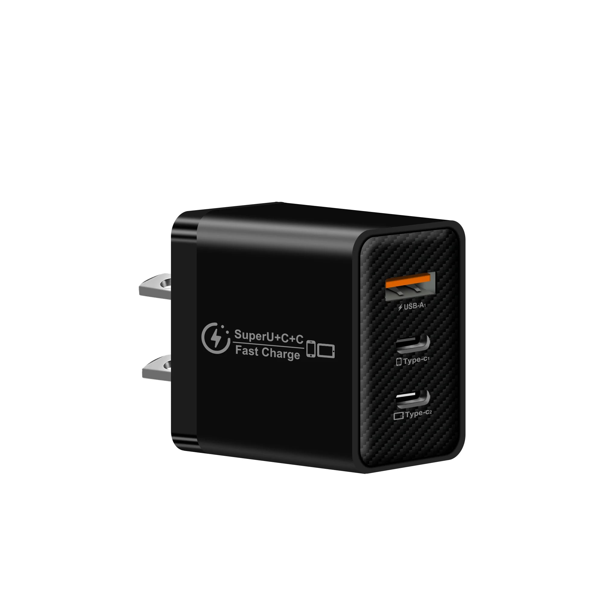 3-in-1 48W USB-C Fast Wall Charger – iPhone, Samsung, Android USB-C Wall Charger Zpaxo US black