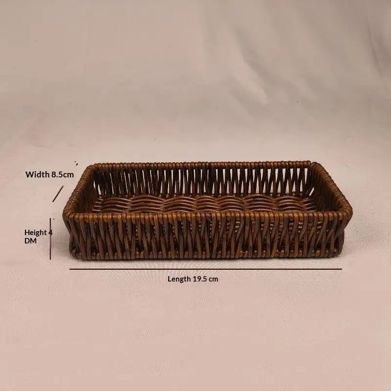 MHandwoven Faux Rattan Storage Tray Waterproof Sturdy Kitchen Cutlery
