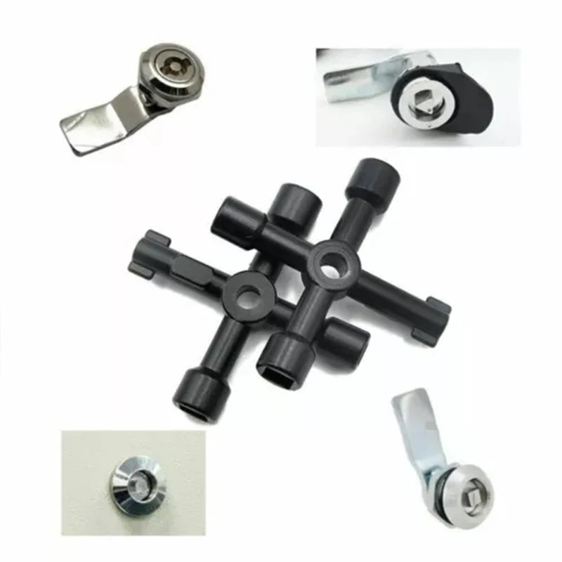 4 In 1 Multifunction Electrician Plumber Utility Cross Switch Wrench Square Triangle Wrench Tool for Elevator Gas Train Radiator Zpaxo