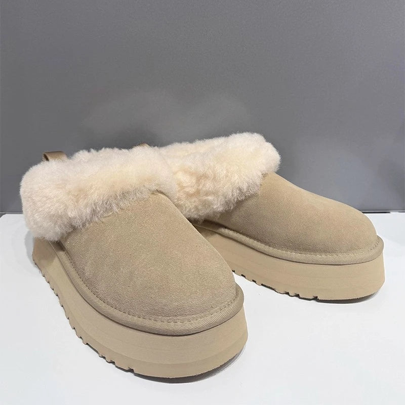 Women Ankle Snow Boots Fashion Platform Low Slippers Home Room Cotton