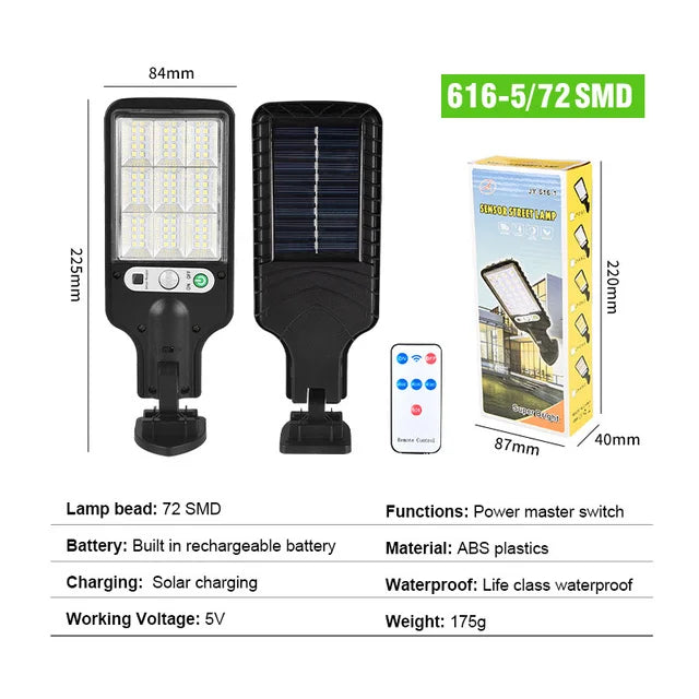 Solar Street Lights with Motion Sensor Outdoor Patio LED/COB Lamp Waterproof Remote Control Security Lighting Light for Garden Zpaxo 5