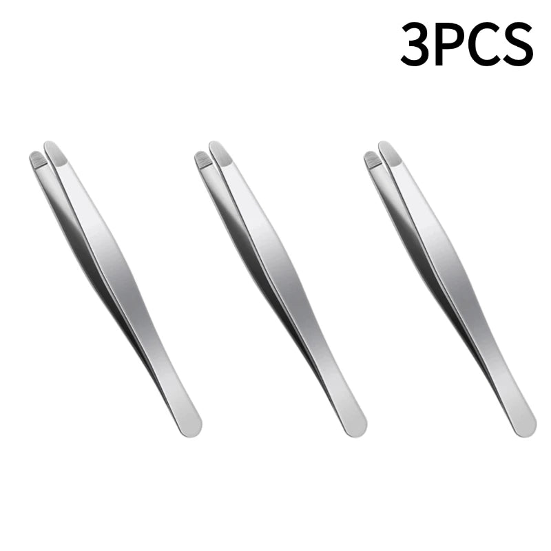 1/2/3PCS Stainless Steel Tweezers Precision Eyebrow Forceps Professional Beauty Tool For Facial Hair Removal Shaping Zpaxo 3PCS