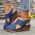 2025 Roman Women Sandals Platform Fashion Hollow Out Buckle Summer Zpaxo Blue 40