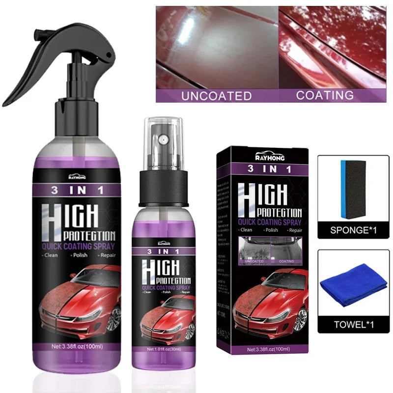 3-in-1 Nano Ceramic Coating Spray – Car Polish & Wax