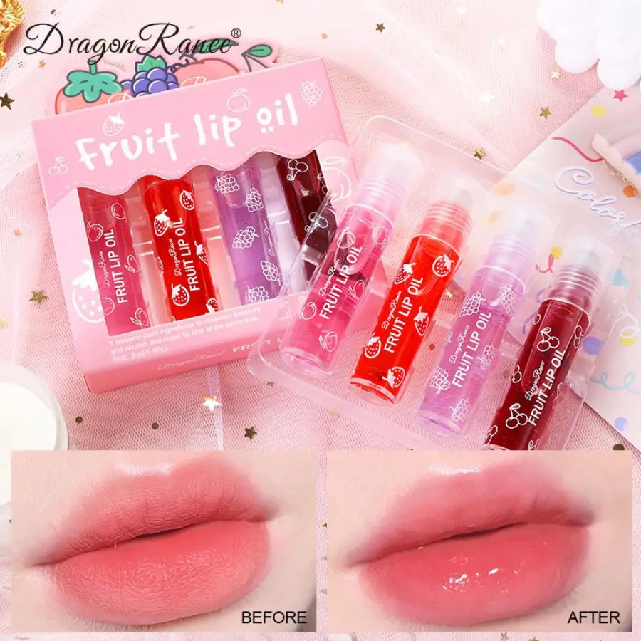Rolling Bead Lip Oil Set of Four Moisturizing Lotion, Hydrating Roller Ball Mouth Oil, Anti-Drying, Colorless and Transparent Zpaxo Default Title