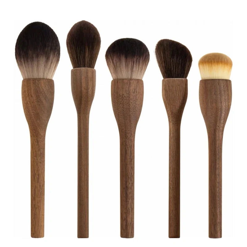 1 European Vintage Wood Handle Makeup Brush Walnut Loose Powder Blush