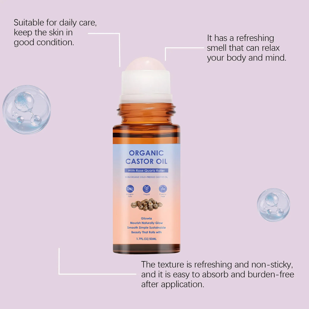 Organic Castor Oil Rose Quartz Roller Ball – 50ml Castor Oil Roller Zpaxo