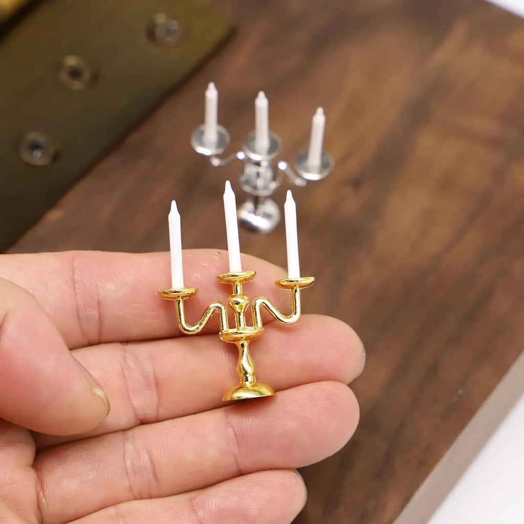1:12 Miniature Vintage 3-Arm Candelabra – Dollhouse Décor