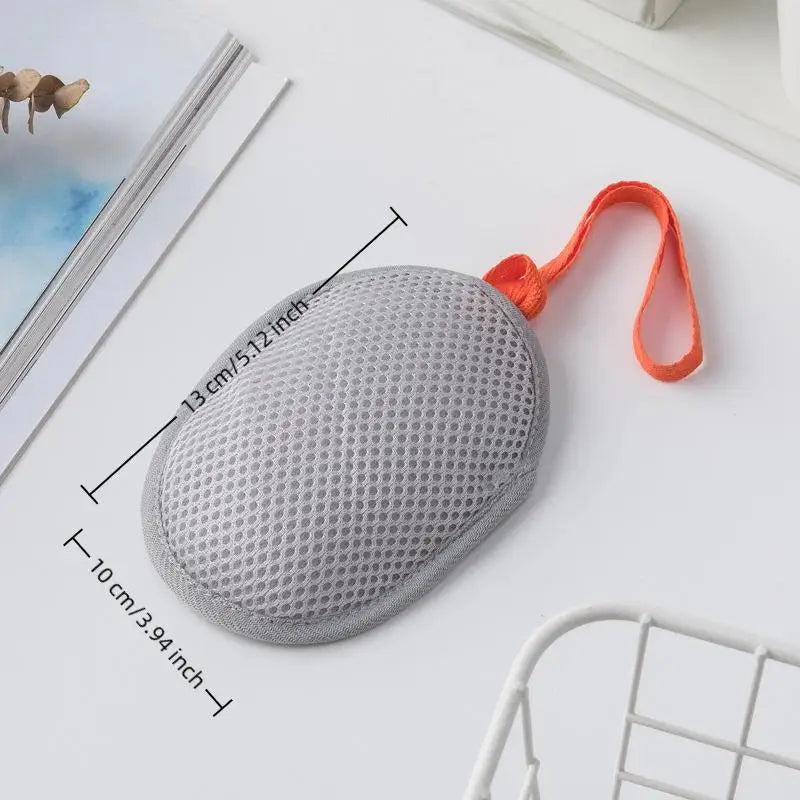 1Pcs Bath Cleansing Foaming Net Double-Sided Square/Oval Soap Bag Body Exfoliating Scrubber Sponges Bathroom Mesh Soap Pocket Zpaxo Oval Gray