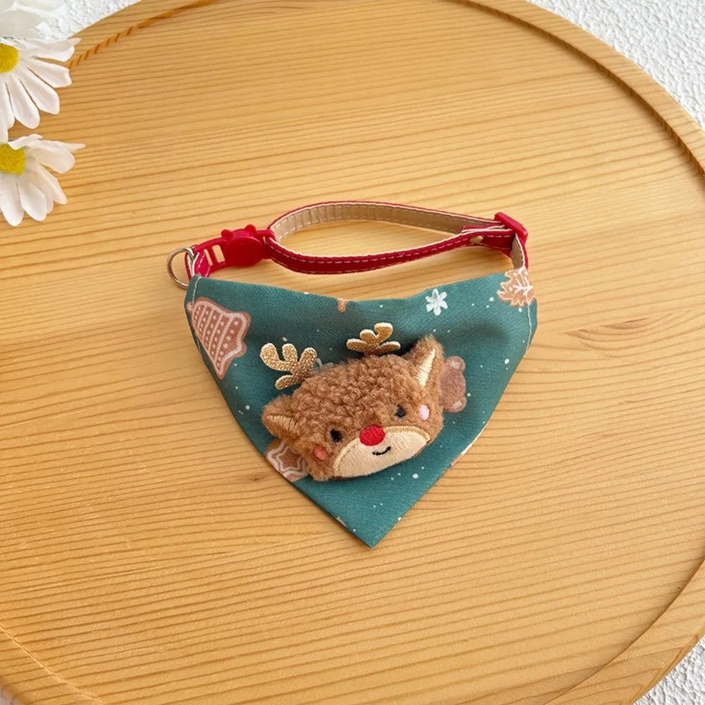 Christmas Dog & Cat Collar with Triangle Scarf – Adjustable Pet Holiday Collar Zpaxo Elk