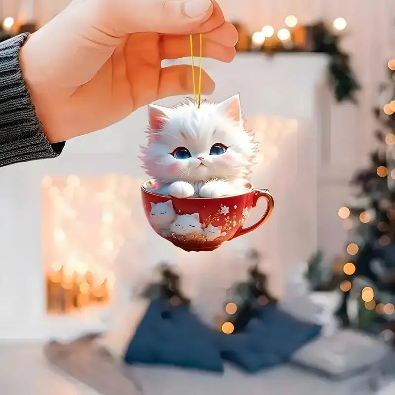 2D Flat Acrylic Christmas Tree Pendant – Cartoon Xmas Ornament Christmas Ornament Zpaxo
