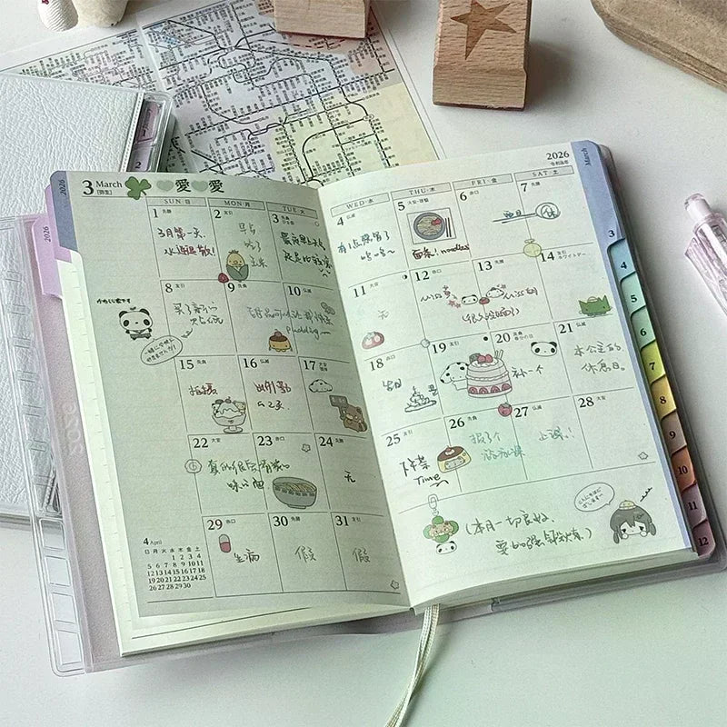 Calendar Notebook Diary 2026 Planner With Rainbow Cortical Schedule Handbook High Value Monthly Weekly Plan Work Notes Zpaxo