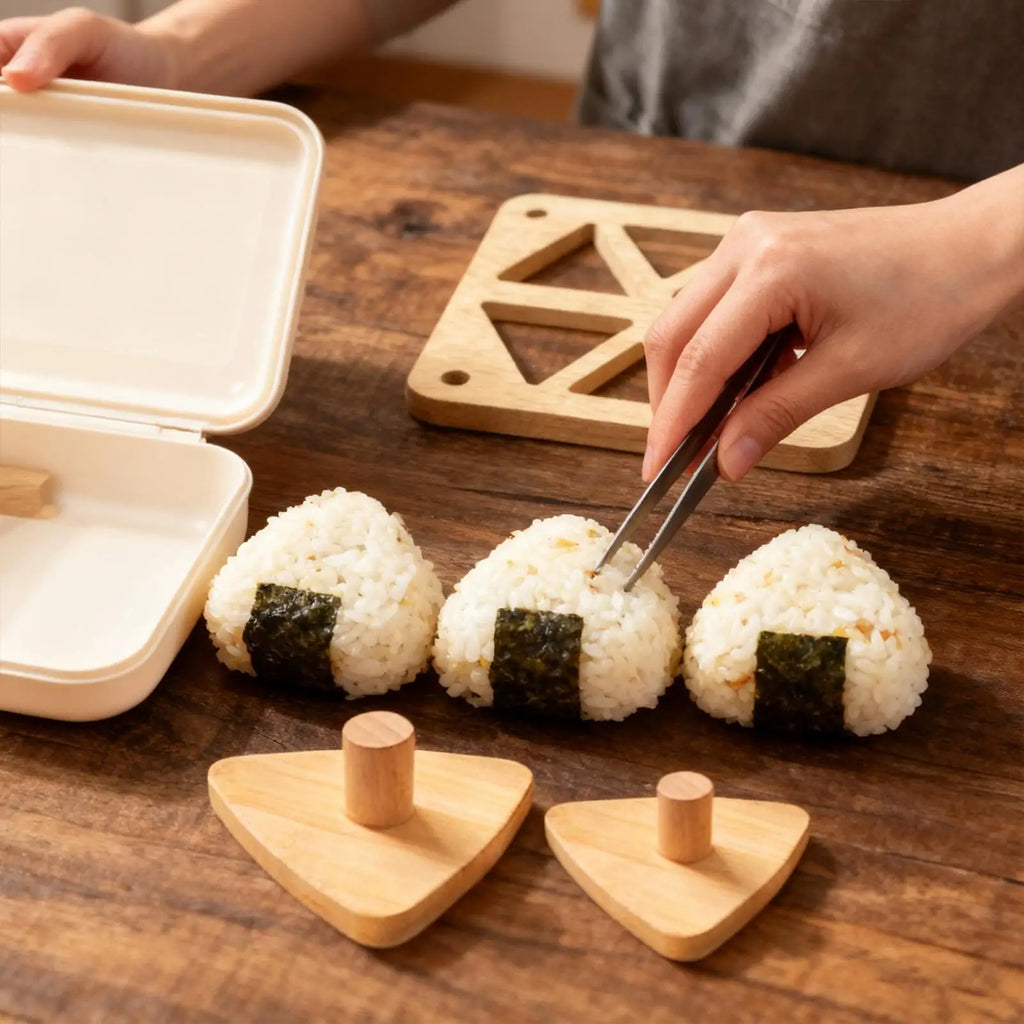 Riceball Mold Classic Wooden Non Stick Sushi Press Triangular Rice Ball Sushi Mold for Home Picnic Lunch DIY Meal Prep Zpaxo