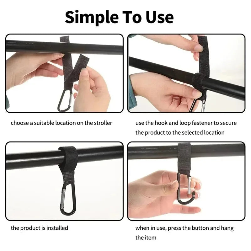 Baby Stroller Hooks – Nylon Carabiner Clips for Diaper Bags