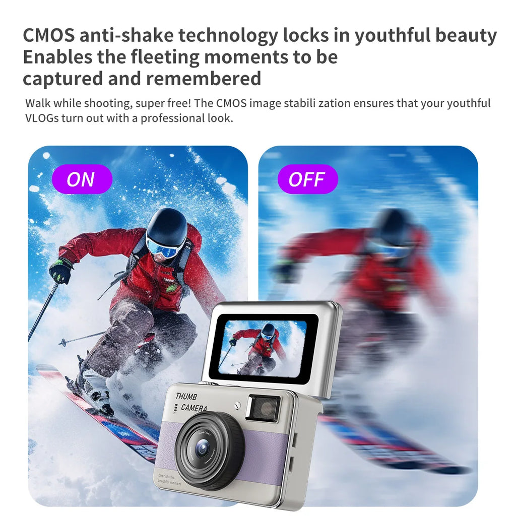 6800W Pixels Mini Digital Camera Portable HD One-Touch Photo Thumb Selfie Camera 1.47inch Flip Screen CCD CameraVideo Recorder Zpaxo
