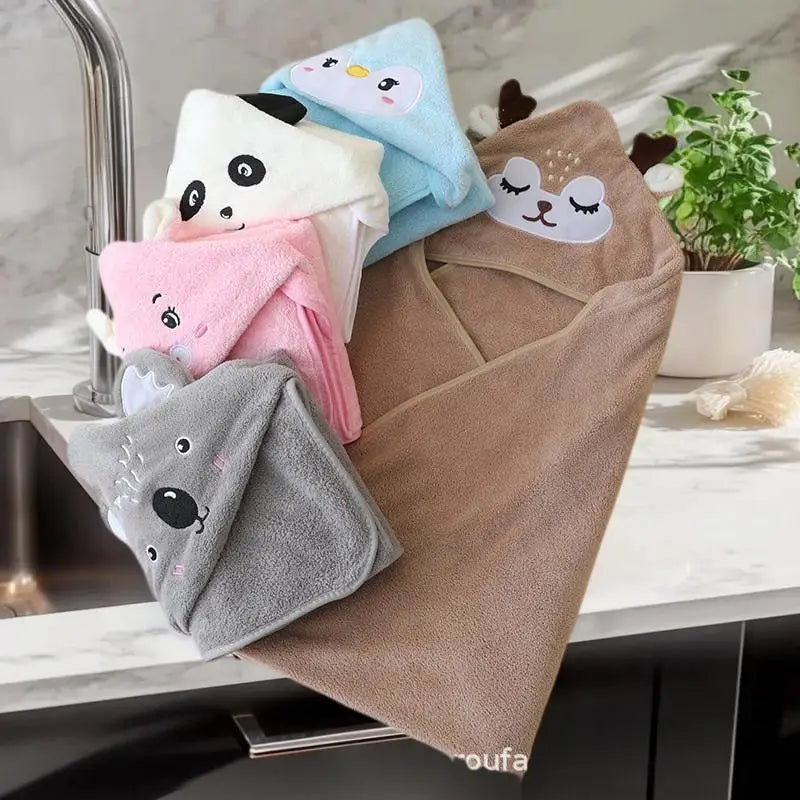 Cartoon Animal Baby Hooded Bath Towels Toddler Bathrobe Warm Sleeping Zpaxo