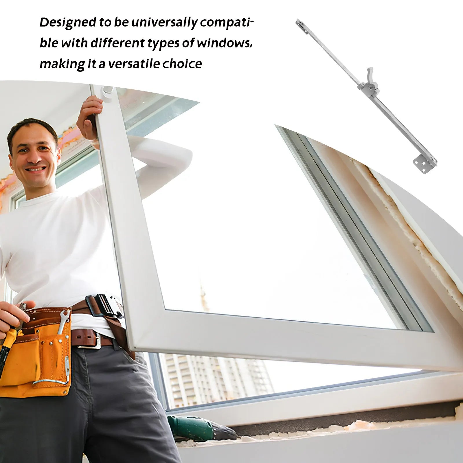 Adjustable Telescopic Window Brace Rod Aluminum Alloy Windproof Stay