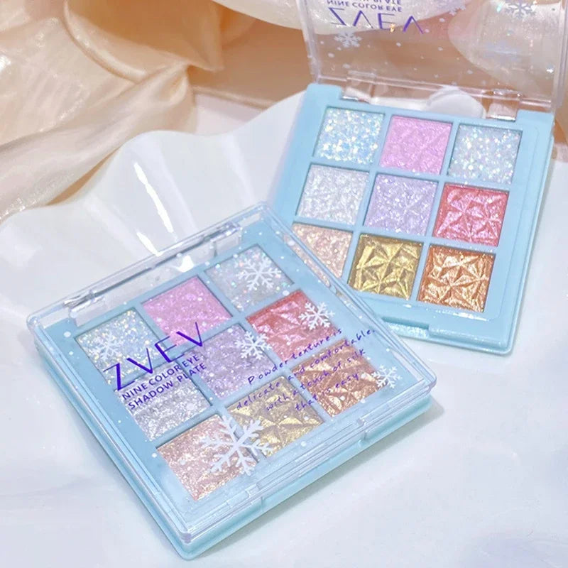 Dream Girl Eyeshadow Palette 9 Colors Snowflake Shimmer Matte Highlights Cool Tone Eye Shadow Korean Make-up Women Cosmetic Zpaxo