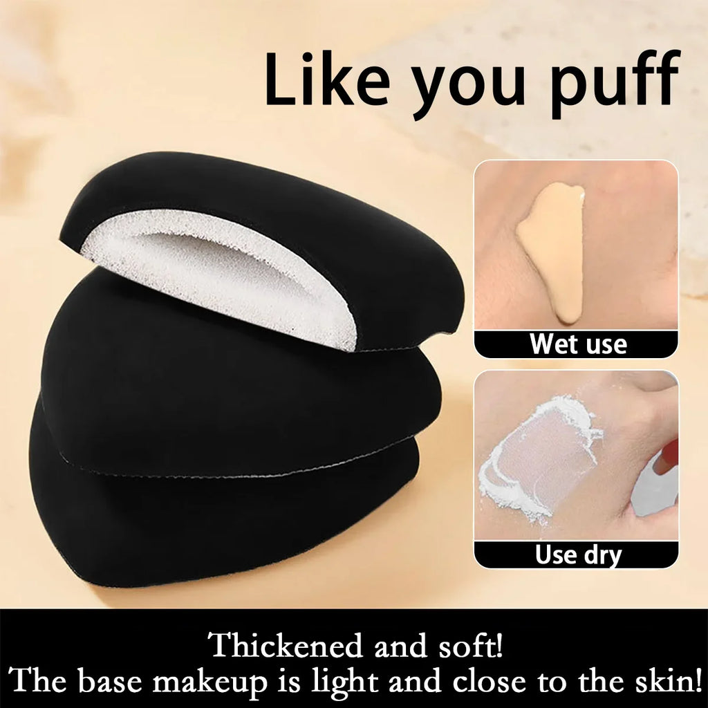 Black triangular makeup pad - Soft velvet cosmetic sponge for facial makeup. Beauty makeup sponge for applying foundation. Zpaxo