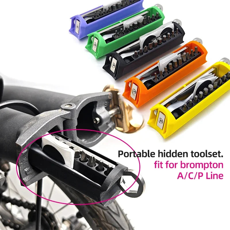 Bicycle Hidden Repair Tools Outfit For Brompton Magnet Frame Inner Storage Bag And Wrench Mini Bicycle Mounting Repair Tool Box Zpaxo
