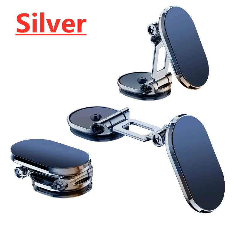 1080 Degree Rotatable Stand Magnetic Car Phone Holder Magnet Smartphone Support GPS Foldable Car Phone Bracket For iPhone Xiaomi Zpaxo Silvery